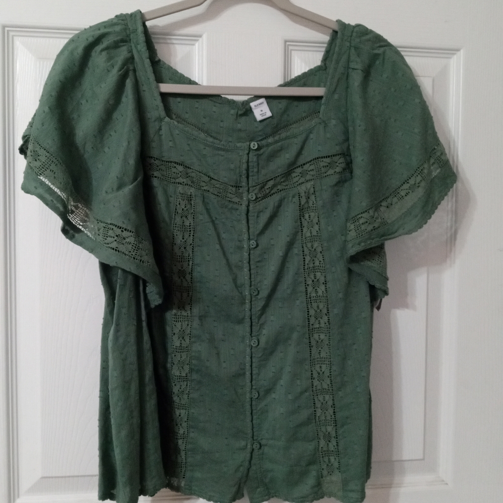 Old Navy Green Lace Blouse